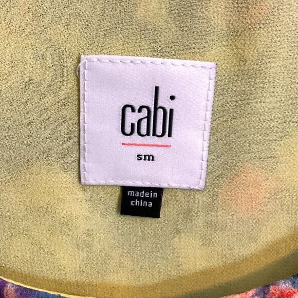 CAbi Positano Tunic Top SZ S Sleeveless Chiffon Multi-color Flower Floral - Picture 2 of 14